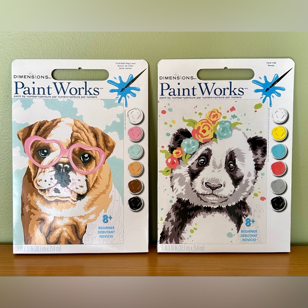 Two Dimensions Paint by Number Craft Kits, new in package, without tags, ages 8+